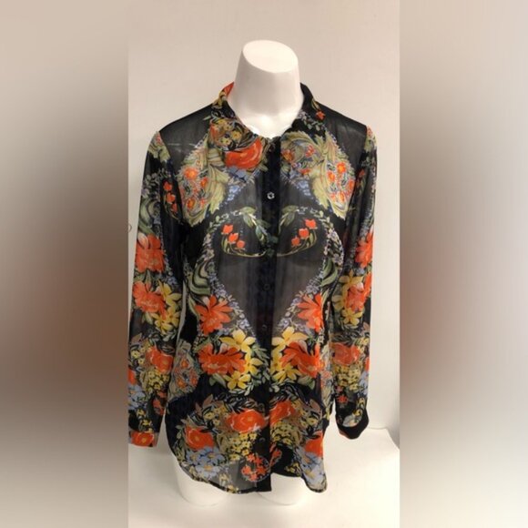 CABI AMOUR SHEER FLORAL BLOUSE IN SIZE SMALL - Picture 5 of 5